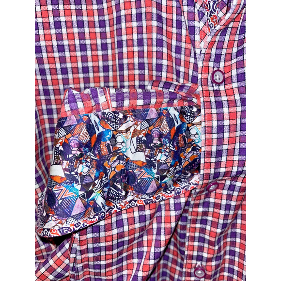 Robert Graham Button Front Shirt Textured Geometric Flip Cuff Men's Sz. 2XL EUC - Picture 5 of 8